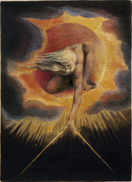 L'Ancien des jours (1794) Gravure à l'aquarelle par William Blake, coll. British Museum