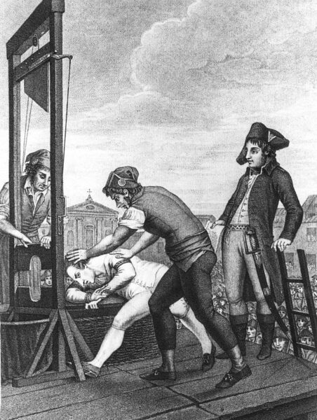Gravure de l'exécution de Robespierre à la guillotine le 28 juillet 1794