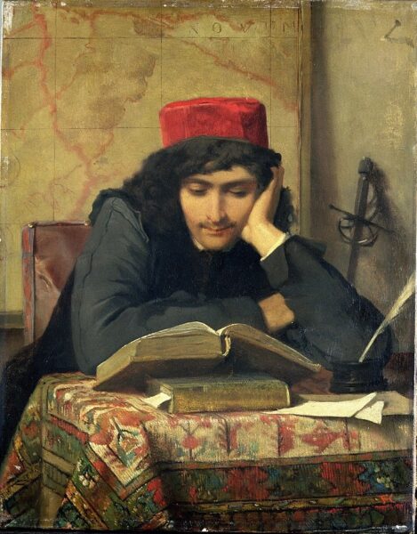 Ferdinand Heilbuth, Jeune homme lisant un livre, huile sur toile, 1856, coll. "Hamburger Kunsthalle".