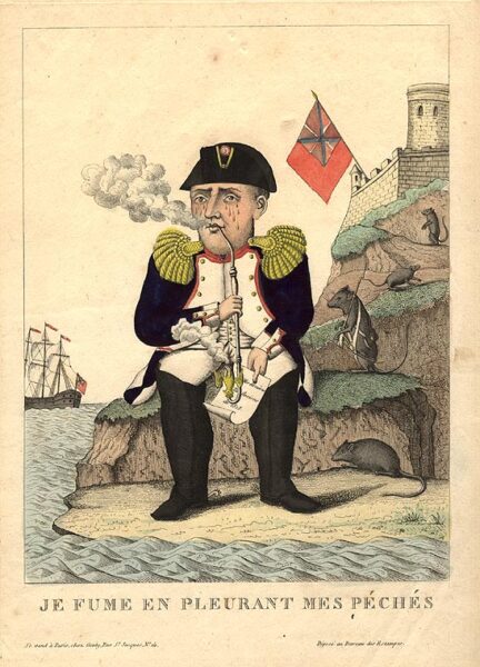 "Je fume en pleurant mes péchés", caricature anglaise de Napoléon